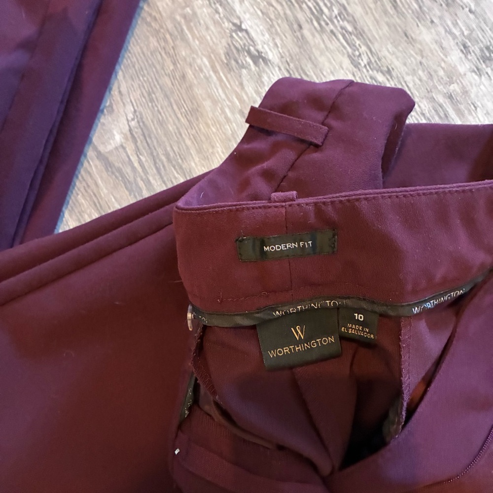 Worthington Wide Leg Pants Burgundy Size 10 - Picture 5 of 5